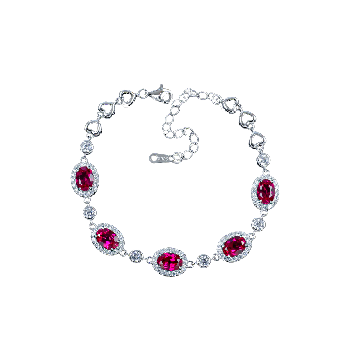 Silver and ruby bracelet with a lab grown ruby