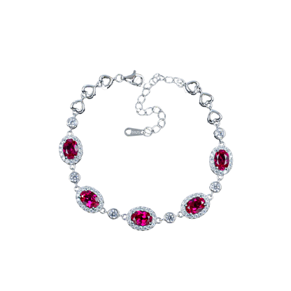 Silver and ruby bracelet with a lab grown ruby