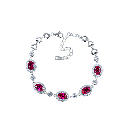 Silver and ruby bracelet with a lab grown ruby