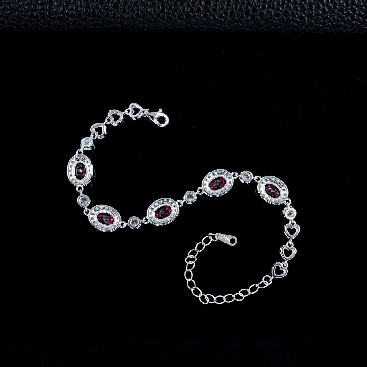 Silver and ruby bracelet with a lab grown ruby