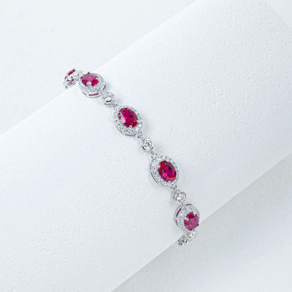 Silver and ruby bracelet with a lab grown ruby