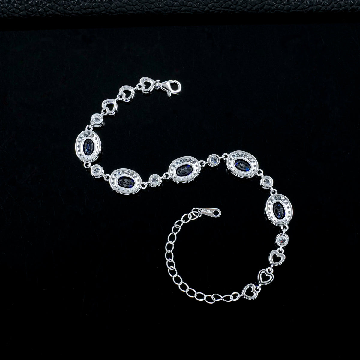 Lab grown sapphire bracelet in 925 sterling silver