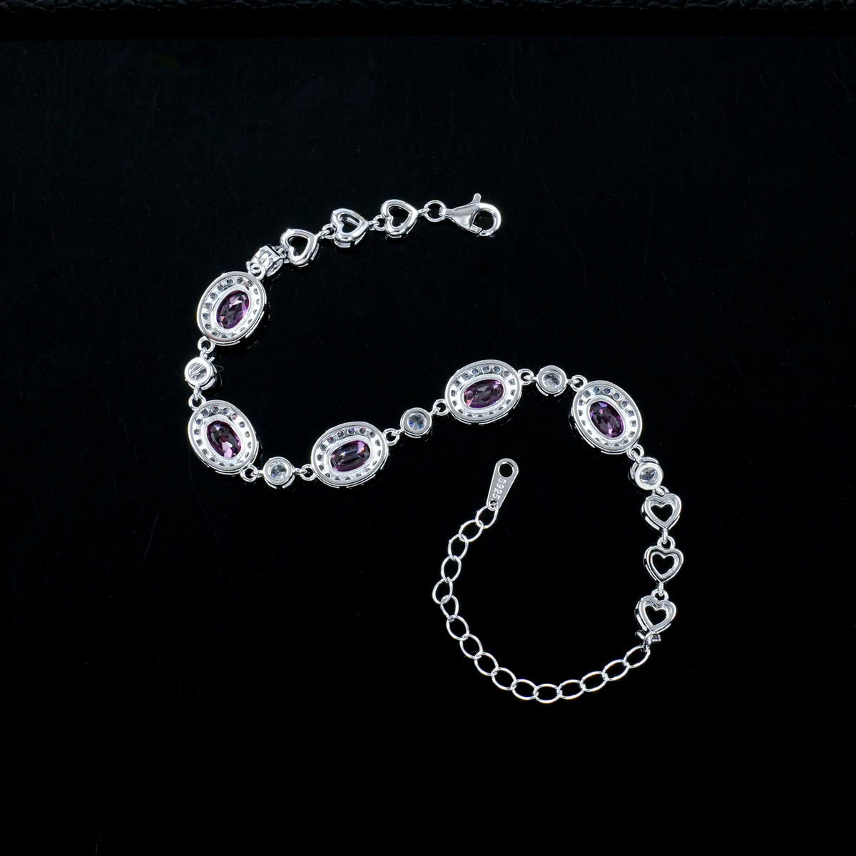 Padparadscha sapphire oval halo bracelet in 925 silver
