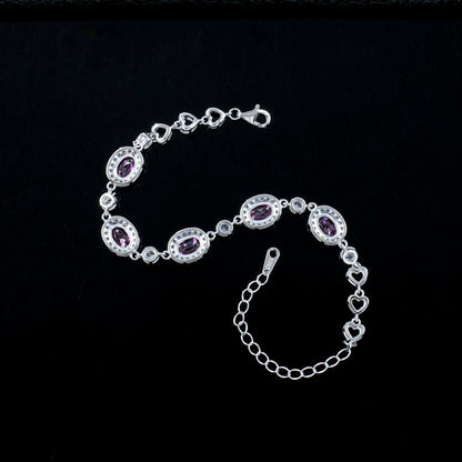 Padparadscha sapphire oval halo bracelet in 925 silver