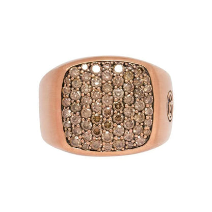 10K Rose Gold Round Cut Champagne Lab-Grown Diamond Ring with Luxe Pave Accent