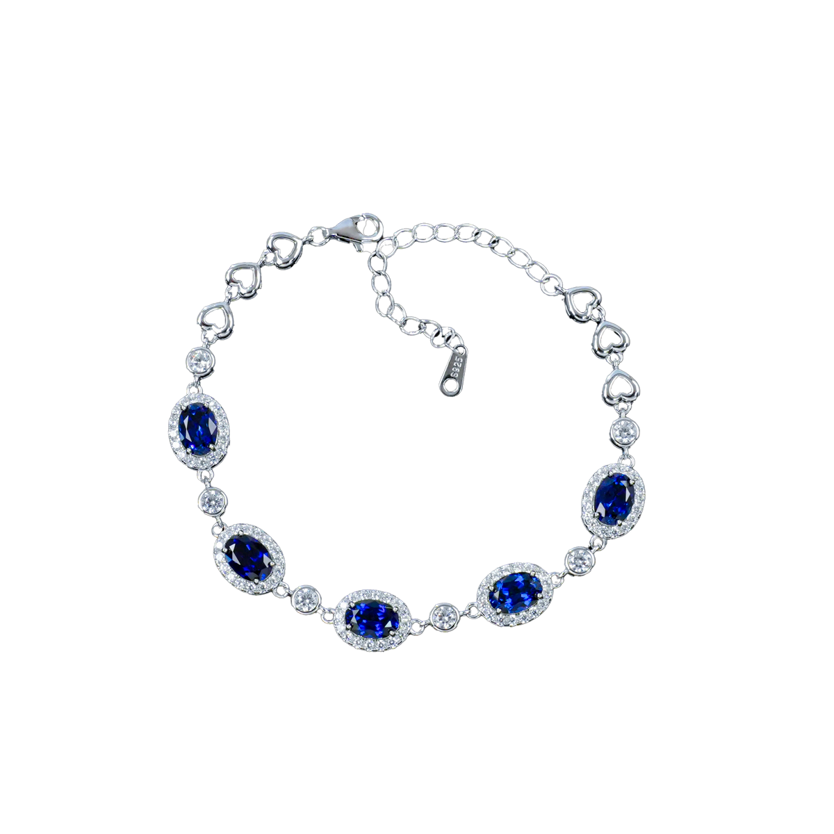 Lab grown sapphire bracelet in 925 sterling silver