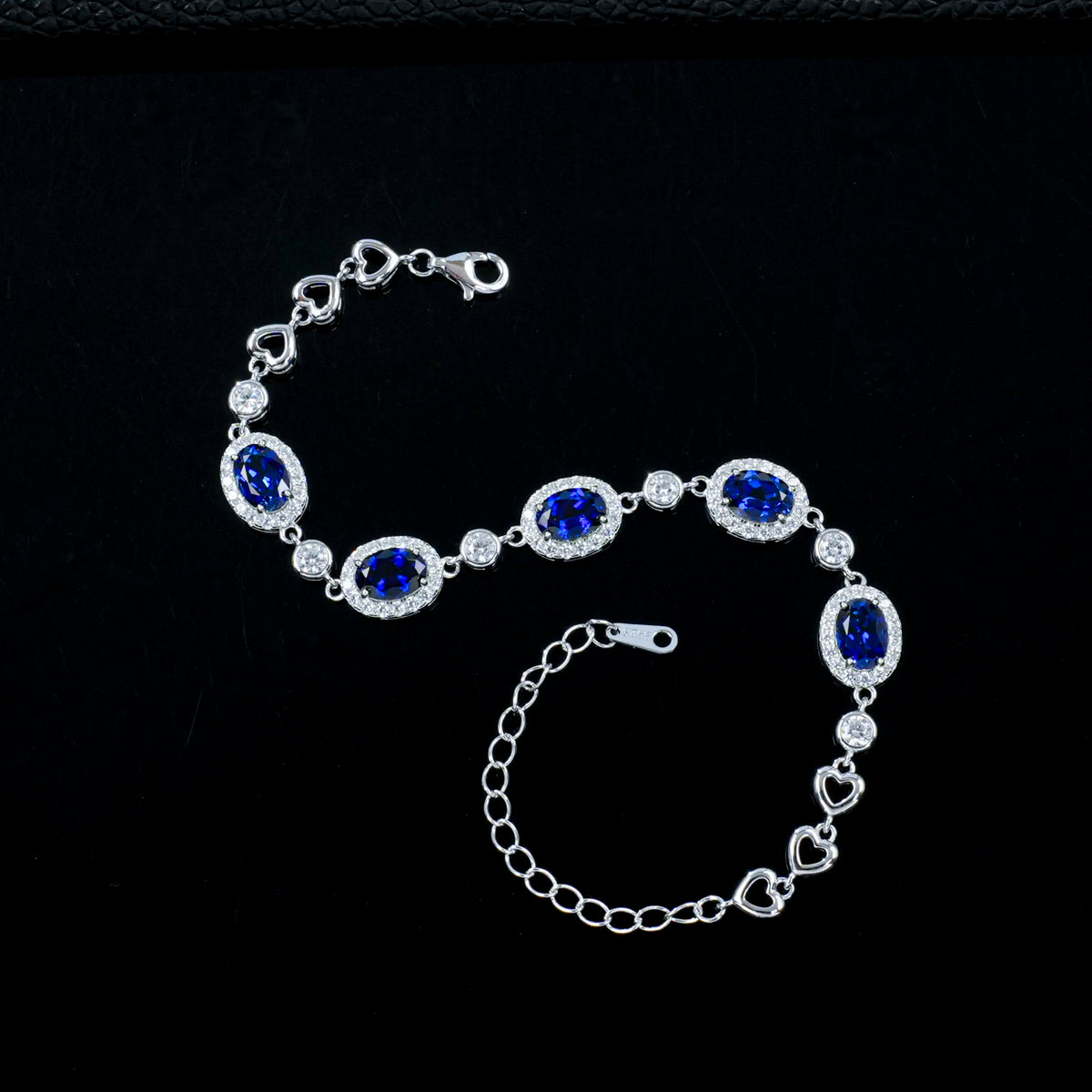 Lab grown sapphire bracelet in 925 sterling silver