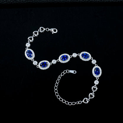 Lab grown sapphire bracelet in 925 sterling silver