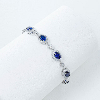 Lab grown sapphire bracelet in 925 sterling silver