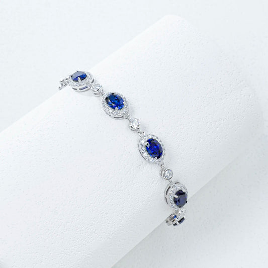 Lab grown sapphire bracelet in 925 sterling silver