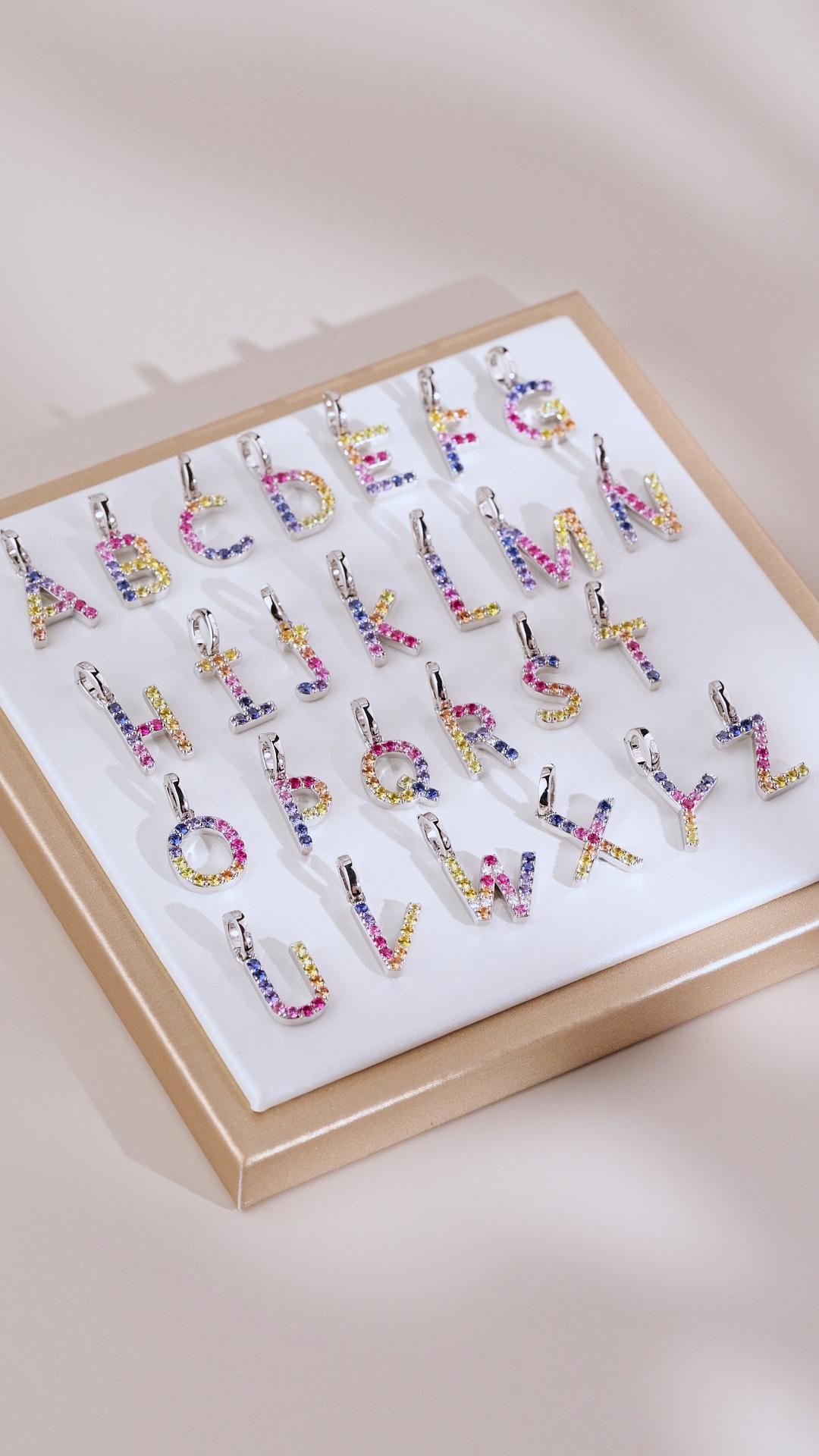Vibrant Lab-Grown Sapphire "T" Pendant | Sterling Silver Initial Necklace