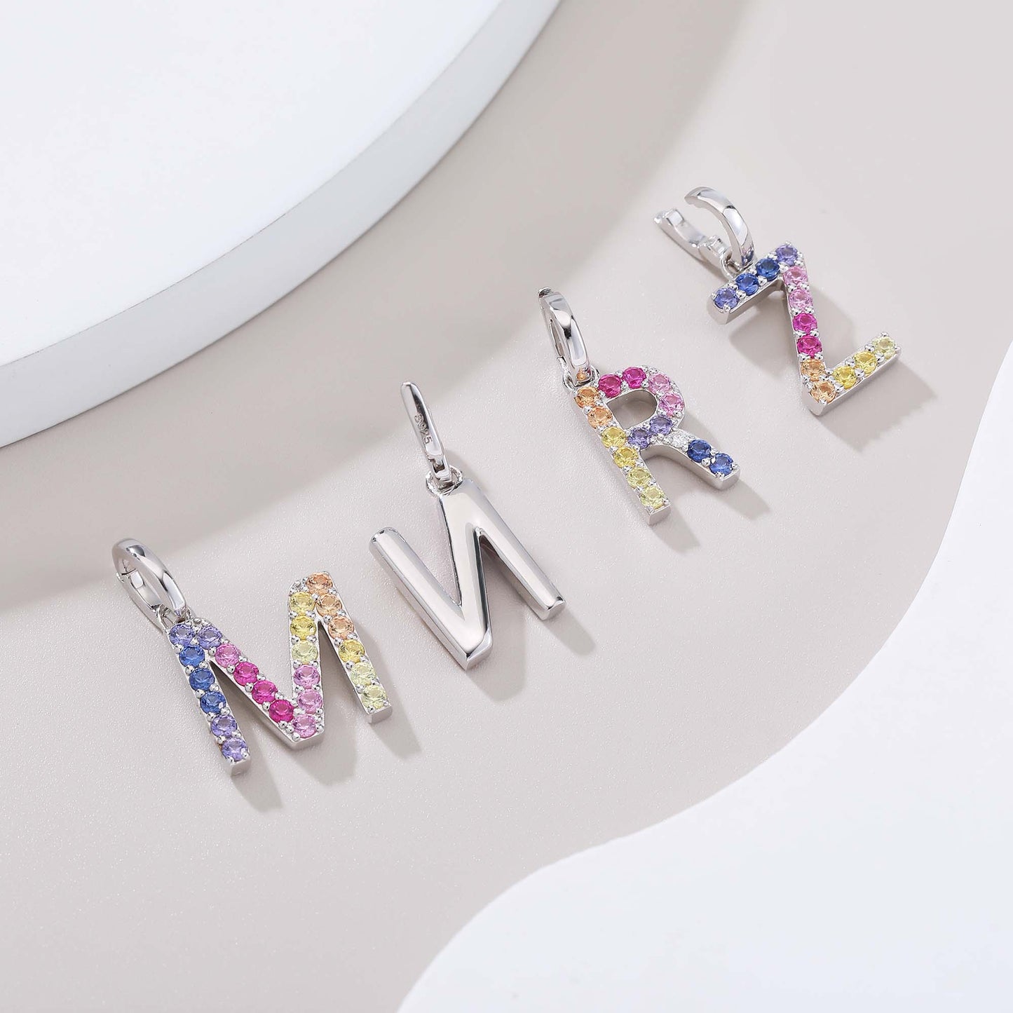 Vibrant Lab-Grown Sapphire "M" Pendant | Sterling Silver Initial Necklace